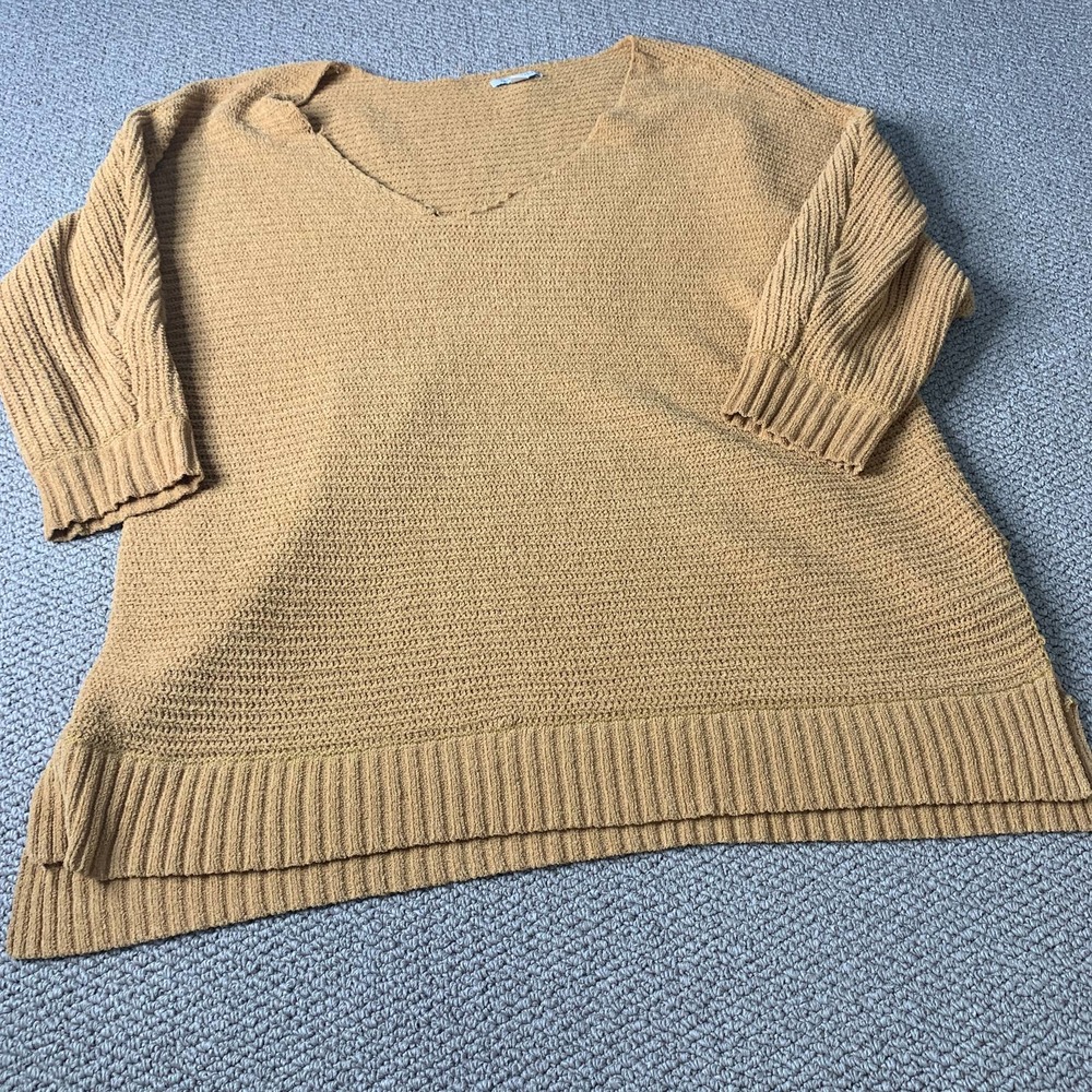 American Eagle Womens Sweater Size L/XL Brown Knit Long‎ Sleeves V-Neck Pullover